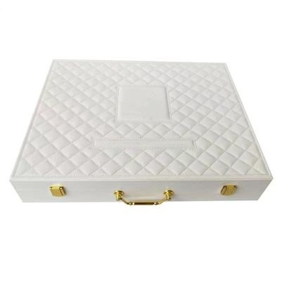 PU Makeup κιβωτίων πολυτέλειας 250*180*73mm καλλυντικό συσκευάζοντας άσπρο κιβώτιο αποθήκευσης με την κλειδαριά